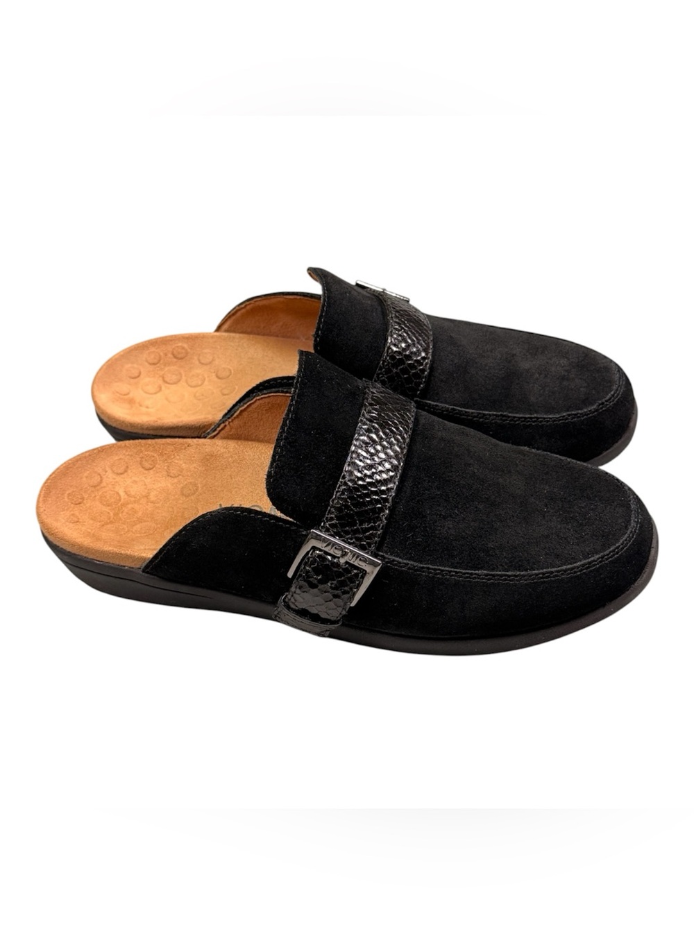 Vionic Darla Black Suede Mule Slides Wide 8.5 Comfort Shoes